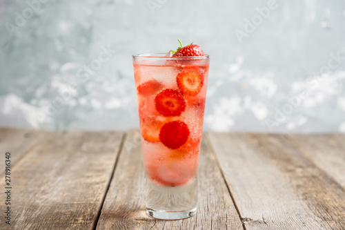 Strawberry cocktail on the rustic background. Selective focus. Shallow depth of field.