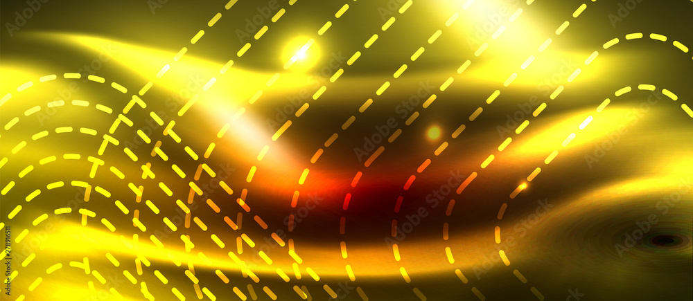 Neon glowing techno lines, hi-tech futuristic abstract background template with square shapes Neon glowing techno lines, hi-tech futuristic abstract background template with square shapes