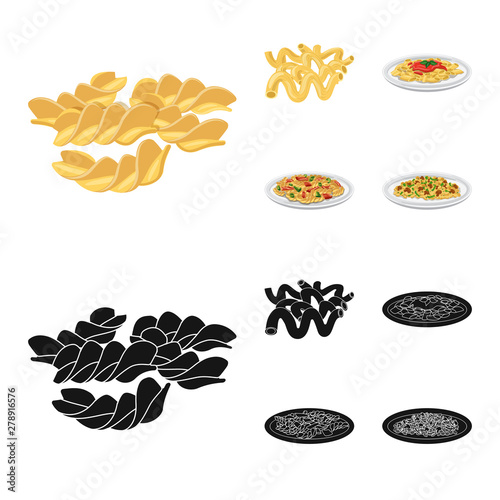 Vector illustration of pasta and carbohydrate symbol. Collection of pasta and macaroni stock vector illustration.
