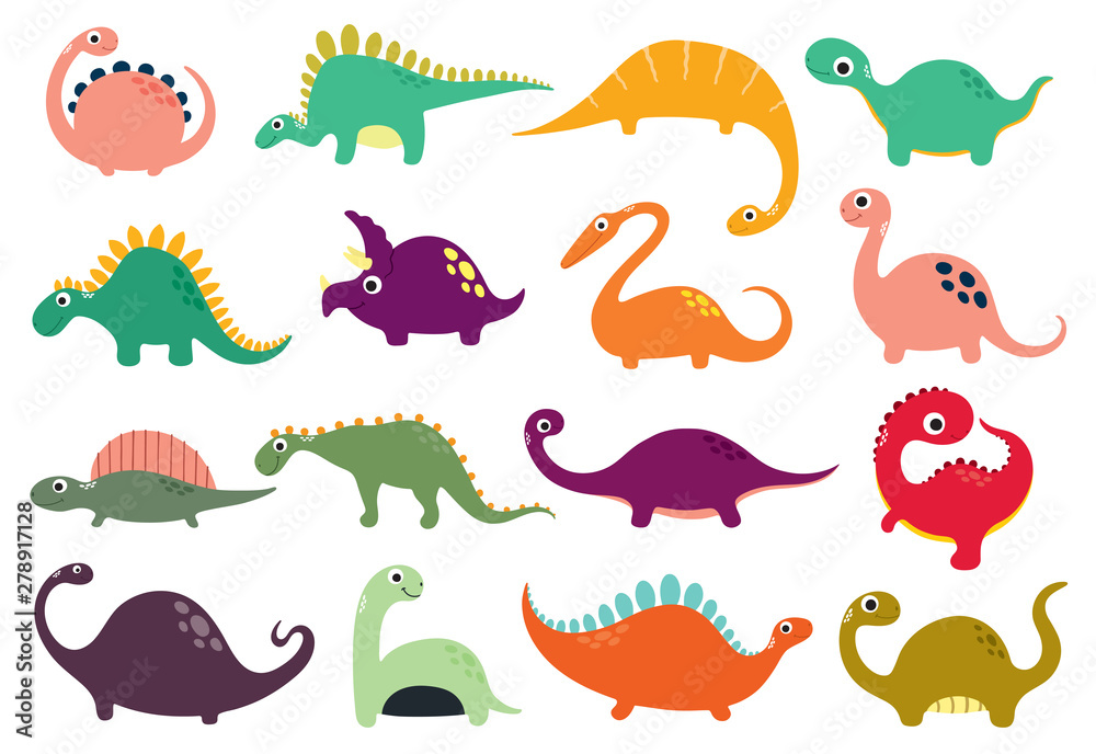 Funny cartoon dinosaurs collection. Vector illustration Funny cartoon dinosaurs collection. Vector illustration