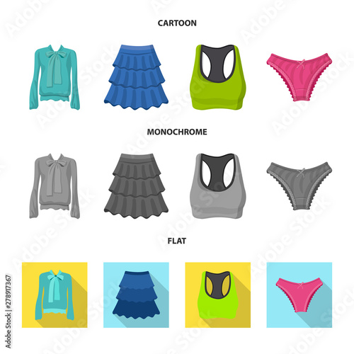 Vector design of woman and clothing sign. Collection of woman and wear stock vector illustration.