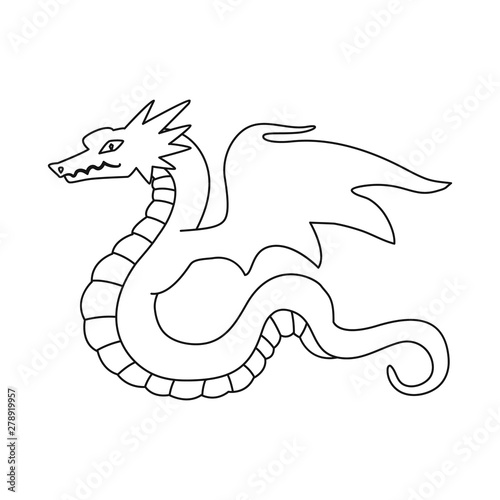 Isolated object of dragon and tail sign. Set of dragon and beast stock vector illustration.