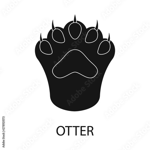 Vector illustration of otter and paw logo. Set of otter and wild stock symbol for web.