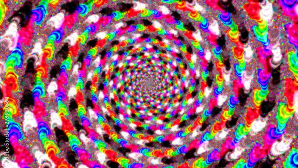 Colorful Psychedelic Swirling Tunnel from Mandelbrot Fractal Geometry - 4K Seamless Loop Motion Background Animation