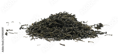 Chinese green tea pile isolated on white background