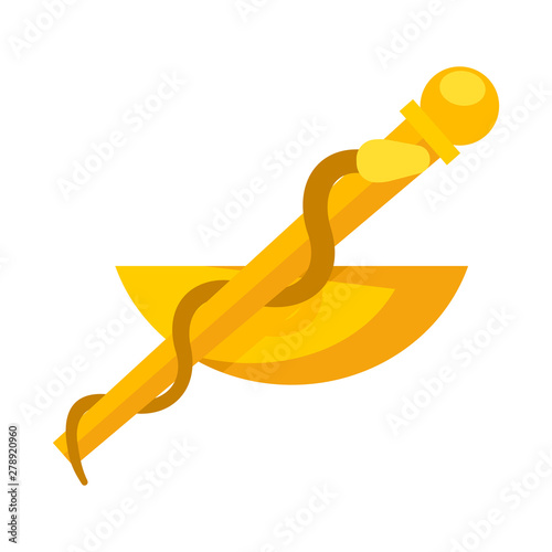 Vector illustration of rod and snake icon. Set of rod and asklepios stock vector illustration.