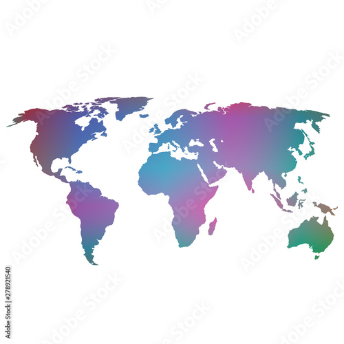 colorful world map isolated on white background