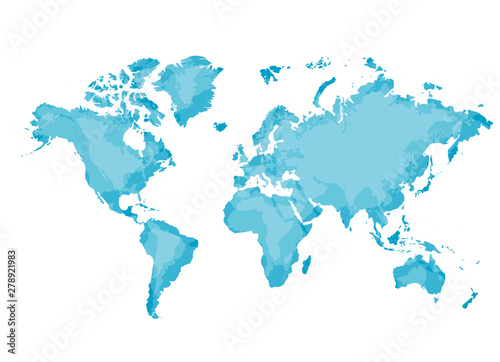 blue world map isolated on white background