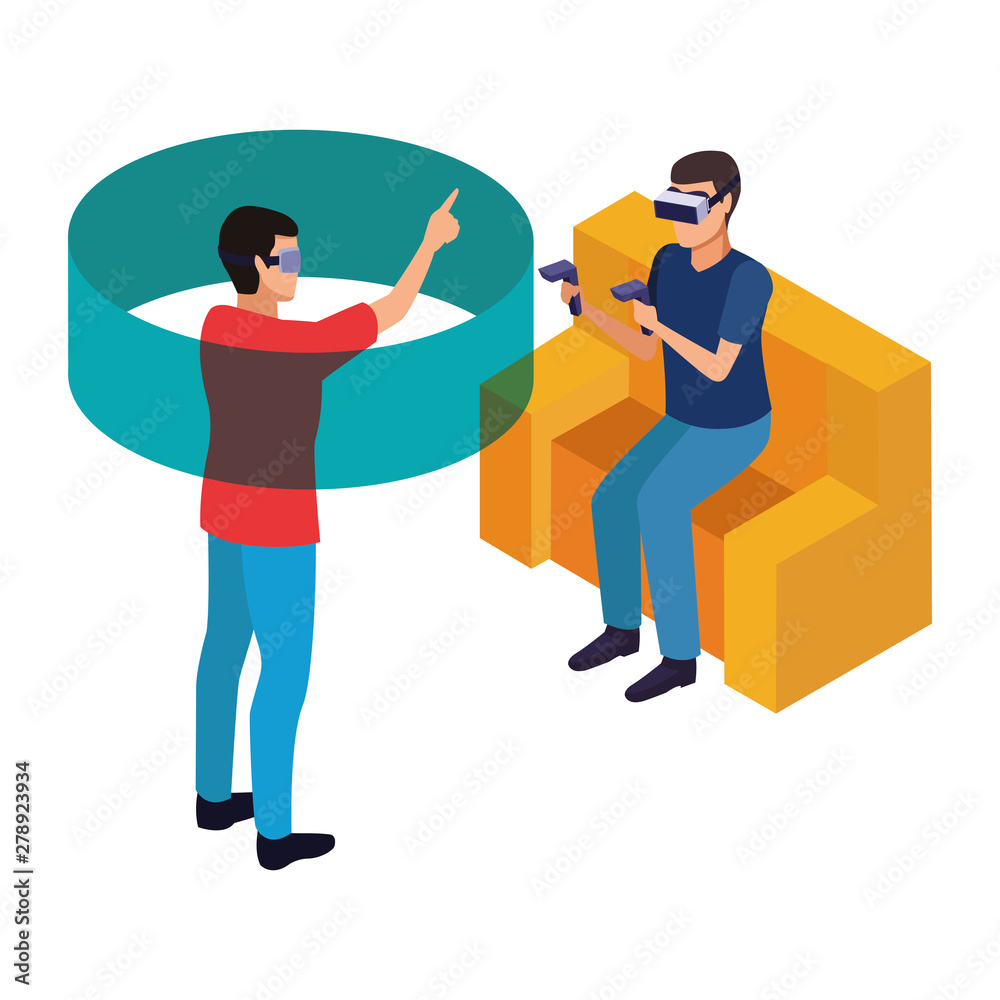 Obraz premium virtual reality technology experience cartoon