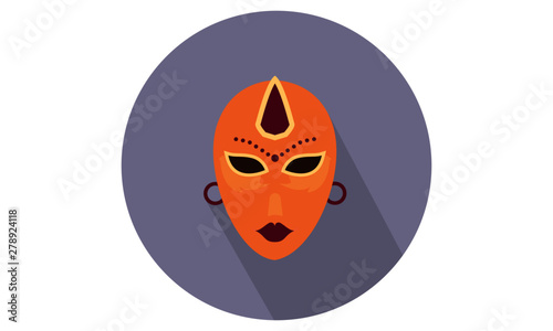 African Tribal Mask Illustration / Flat icon