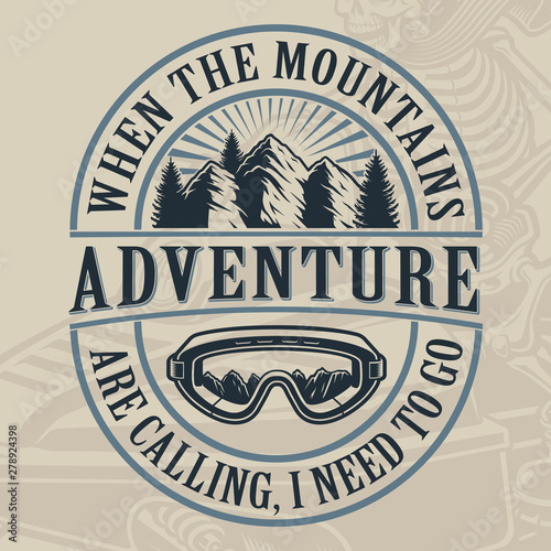 Vintage vector illustration of a mountain