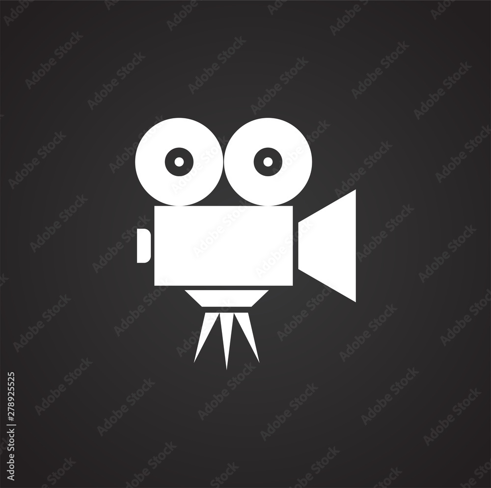 Cinema camera related icon on background for graphic and web design. Simple illustration. Internet concept symbol for website button or mobile app.