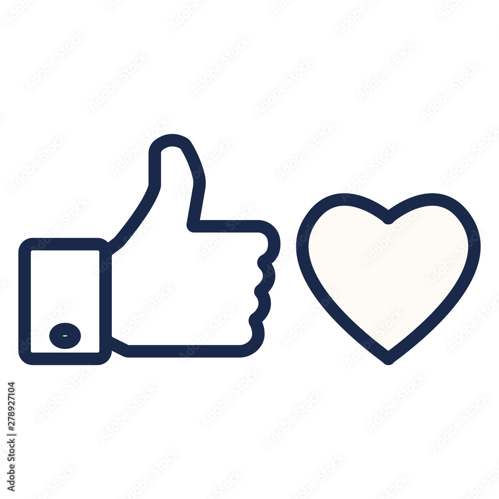 Obraz premium Thumb up and heart like