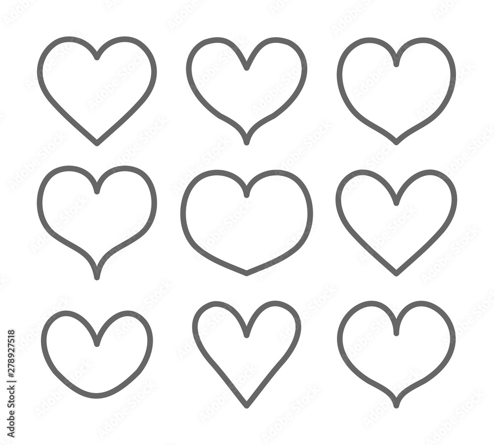 Thin line hearts collection vector