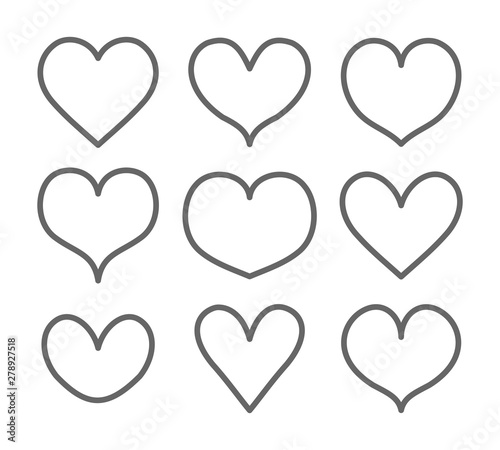 Thin line hearts collection vector