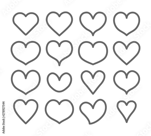 Thin line hearts collection vector
