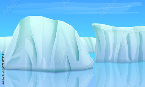 cartoon glaciers in the ocean, vector illustration