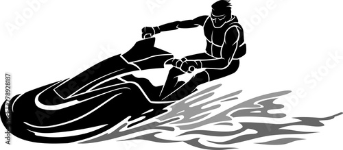 Water Jet Sport Skiing Silhouette