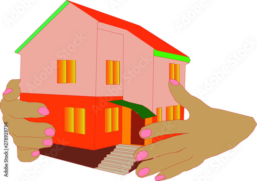 beautiful house in female hands photo