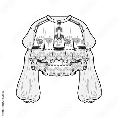 Blouse fashion flat sketch template