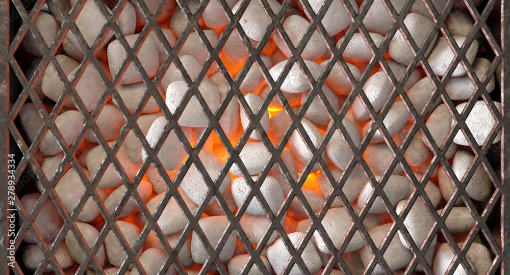 Naklejka premium Charcoal Fire And Grid