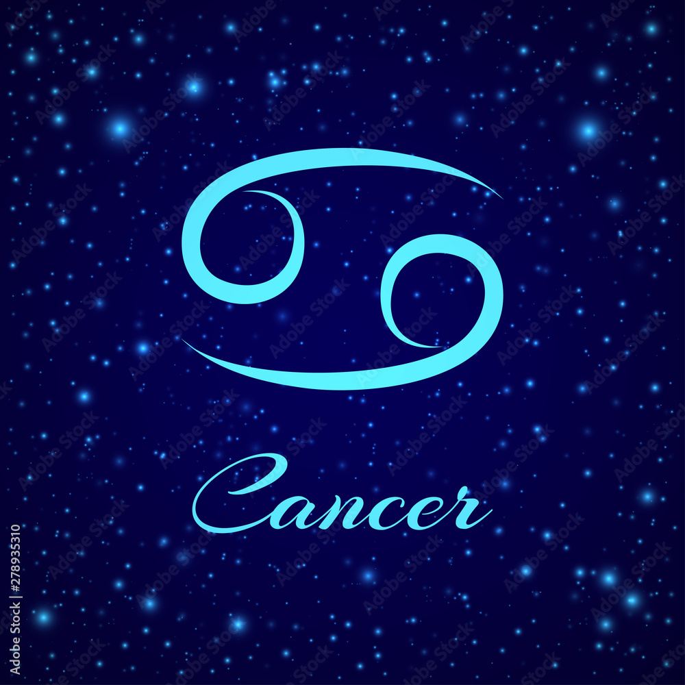 Naklejka premium Cancer. Vector zodiac sign on a night sky