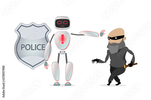 RPA. The robot is working. Cute robot helps people to perform different tasks. artificial Intelligence.