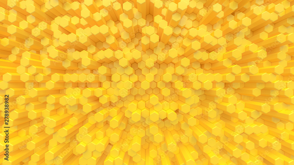 Yellow hexagon texture background. 3D Render. Yellow hexagon texture background. 3D Render.