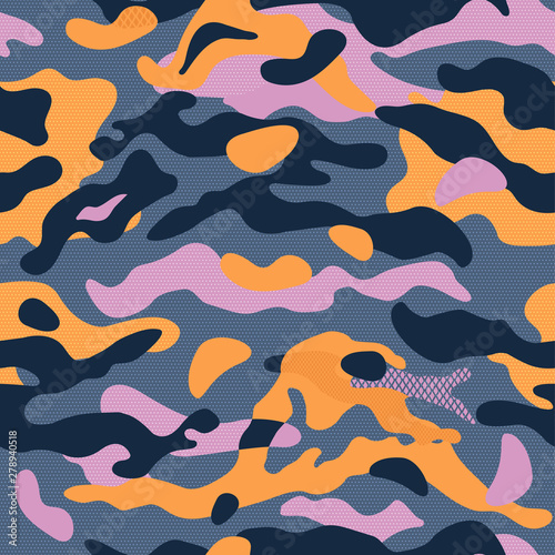 Camouflage background textile uniform. Seamless pattern. Vector.