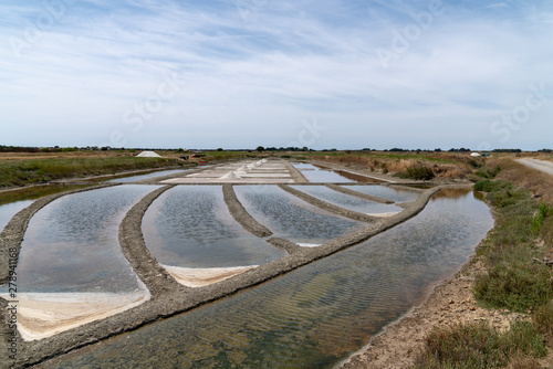 Fotografia marshes for evaporation of salt on the island of Noirmoutier Vendee France