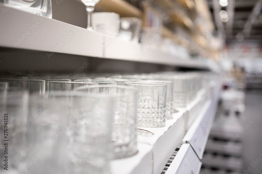 Closeup shot of drinking glasses top view macro blurry background Closeup shot of drinking glasses top view macro blurry background