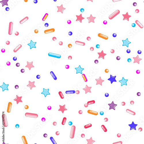 Sprinkle Cupcake Donut Topping. Seamless Pattern 