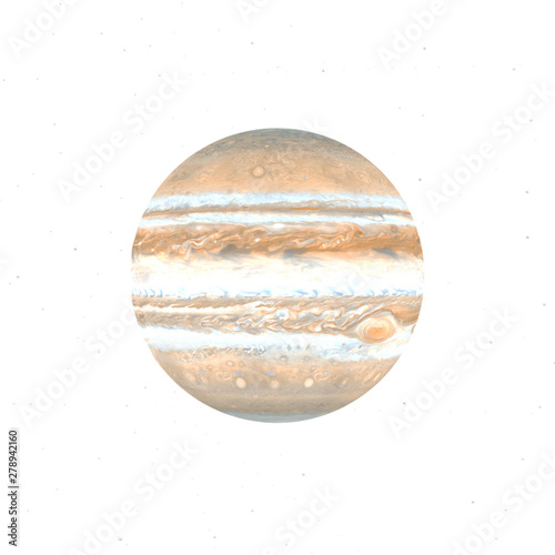 Fototapeta Naklejka Na Ścianę i Meble -  Jupiter and Stars on White Background - High Dynamic Range 3D Illustration 