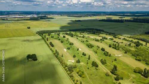 Fotografie Drone view of a golf course in Mennecy Chevannes France