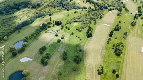 Fotografie Drone view of a golf course in Mennecy Chevannes France