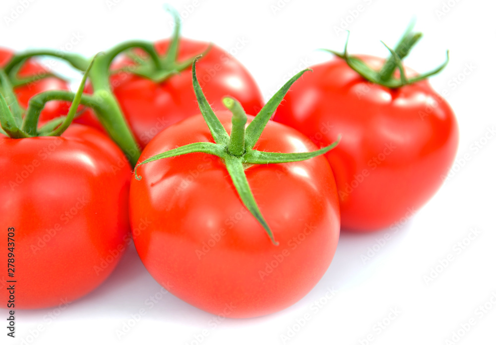 fresh tomatoes with green leaves isolated on white background fresh tomatoes with green leaves isolated on white background