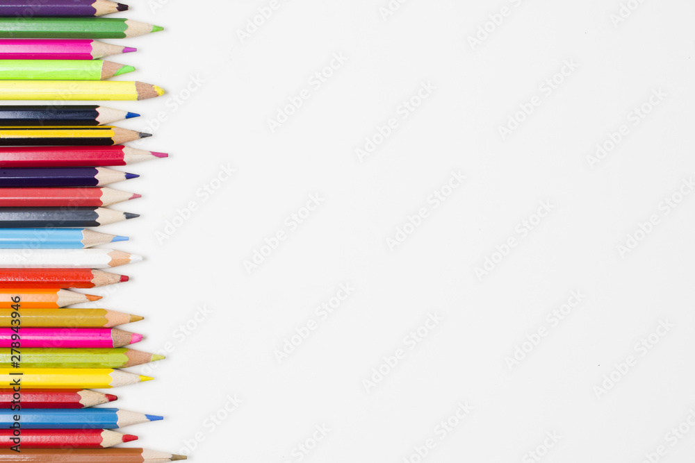 Border of an assortment of colourful pencils Border of an assortment of colourful pencils