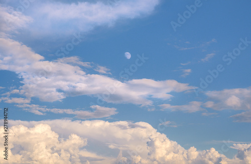 Beautiful sky with clouds and moon