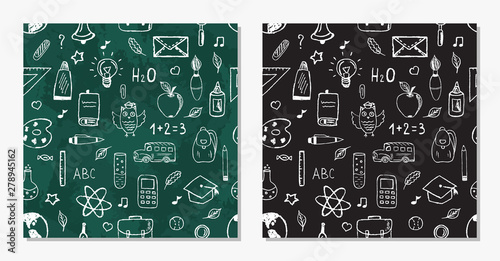 School seamless pattern set...