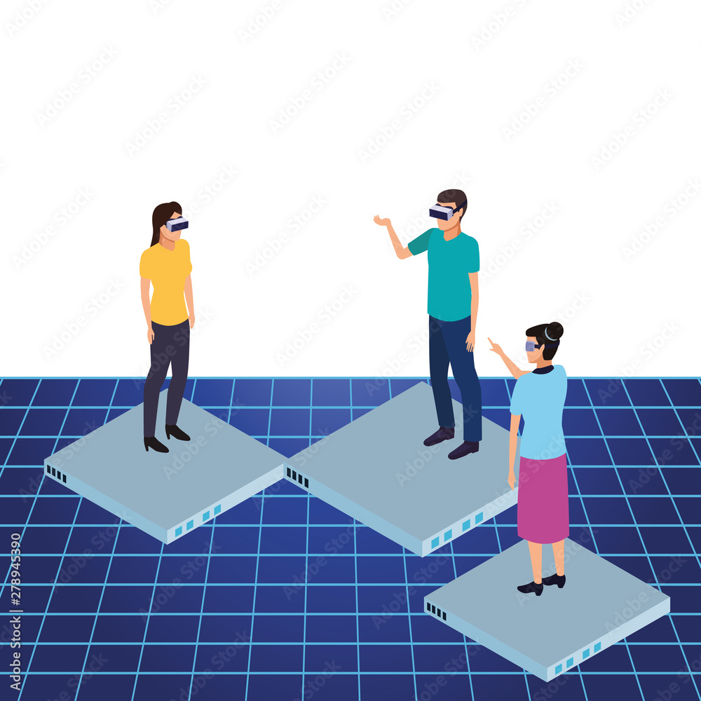 Fototapeta premium virtual reality technology experience cartoon