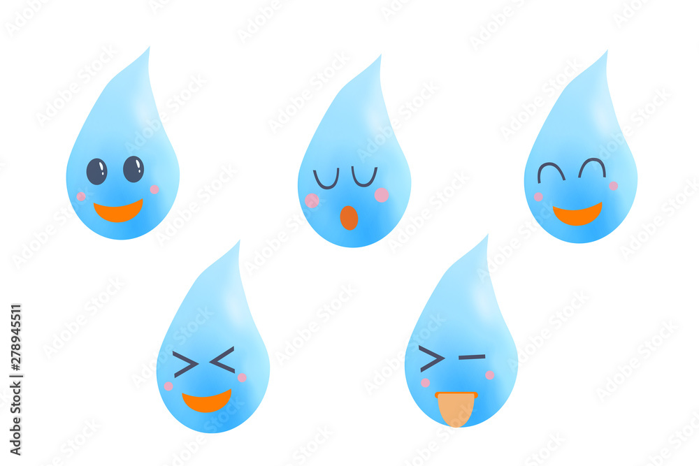 Water Drops Icon Set Face Ver2 水滴のアイコンセット 顔 バージョン2 Stock Illustration Adobe Stock