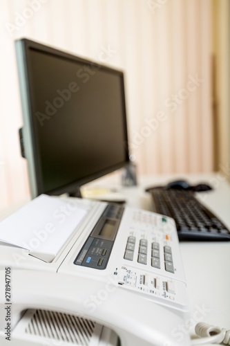 Office Desk with Computer and Telephone