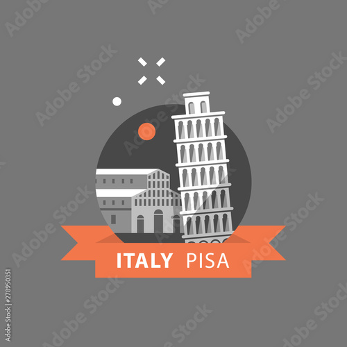 Pisa tower, Italy symbol, travel destination, famous landmark, tourism concept, Italian architecture