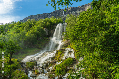 The Waterfall Vinnufallet in Sunndal Norway in sunlight with smooth and soft water. Tallest waterfall in Europe and sixth tallest in the world  865m  2 838 ft 