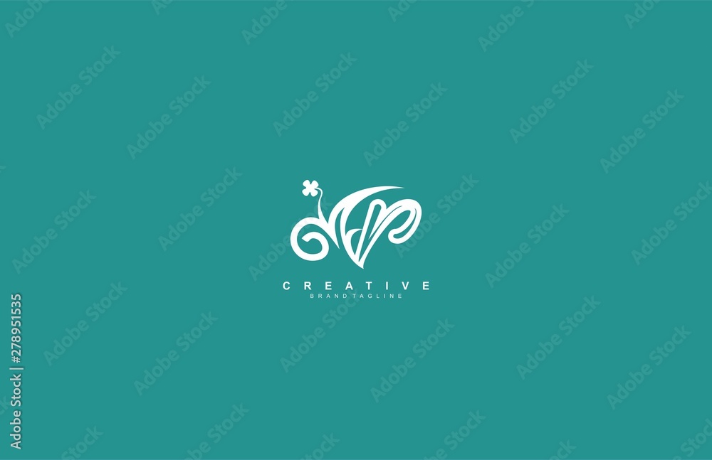 R Letter Lowercase with Modern Linear Feminine Floral Leaf Logo