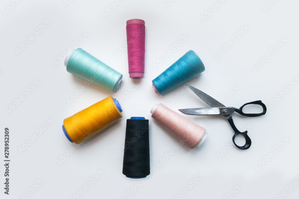 Set of sewing supplies isolated on white background Set of sewing supplies isolated on white background