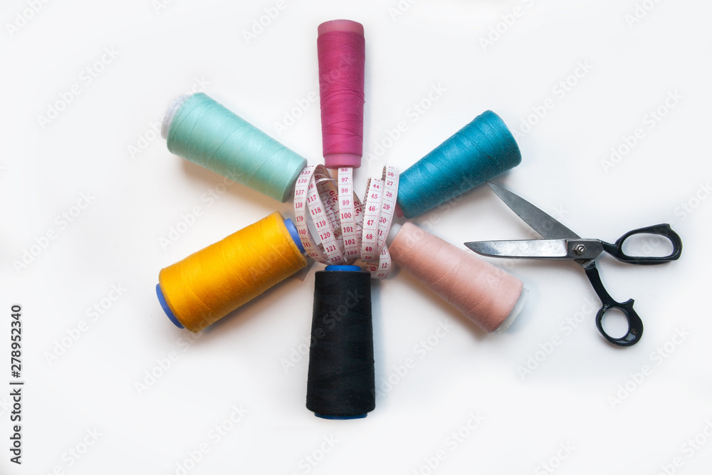 Set of sewing supplies isolated on white background Set of sewing supplies isolated on white background
