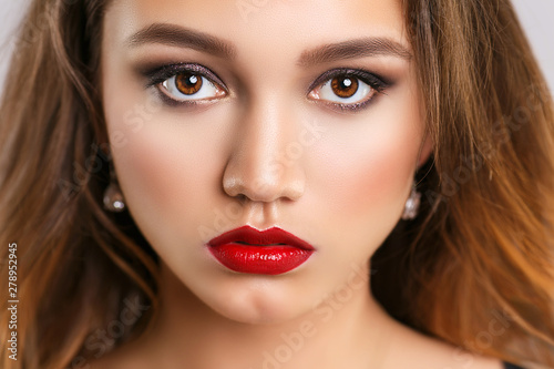 Beauty fashion model portrait makeup close-up