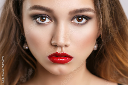 Beauty fashion model portrait makeup close-up