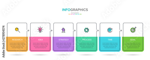 Vector infographic label template with icons. 6 options or steps. Infographics for business concept. Can be used for info graphics, flow charts, presentations, web sites, banners, printed materials